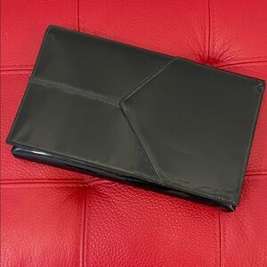 Vtg Large Black Patent Shoulder Clutch Bag